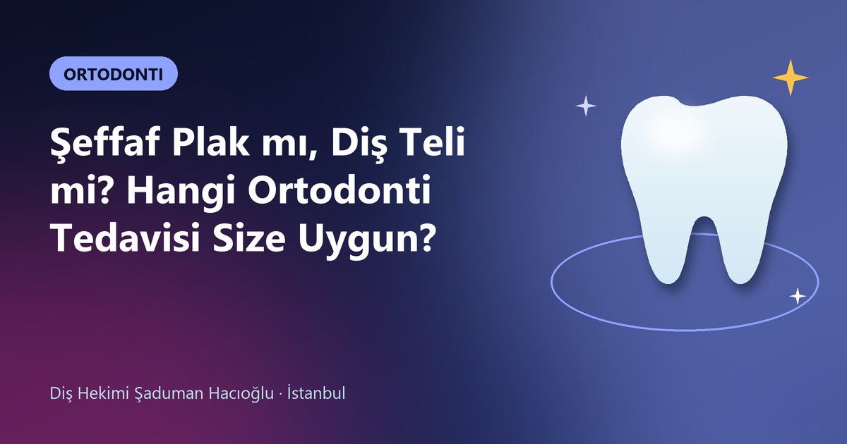 Şeffaf Plak mı, Diş Teli mi? Hangi Ortodonti Tedavisi Size Uygun? – Dt. Şaduman Hacıoğlu blog kapak görseli